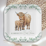 Highland Koe Greenery Boho Boerderij Animal Baby s Papieren Bordje<br><div class="desc">Vier de komst van een nieuwe baby met onze schattige baby showers feestartikelen met een hoogland koe en kalf met boho groen, salie en waterverf elementen. Het moderne maar rustieke ontwerp is ideaal voor een baby shower met een landelijk of boerderij thema. Onze baby shower partij benodigdheden omvatten servetten, papieren...</div>