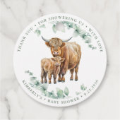 Highland Koe Greenery Farm Animals Baby shower Bedankjes Labels (Achterkant)