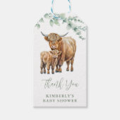 Highland Koe Greenery Farm Animals Baby shower Cadeaulabel (Voorkant)