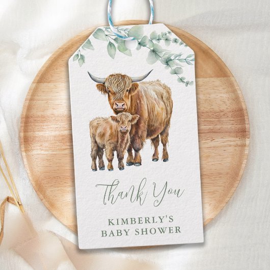 Highland Koe Greenery Farm Animals Baby shower Cadeaulabel
