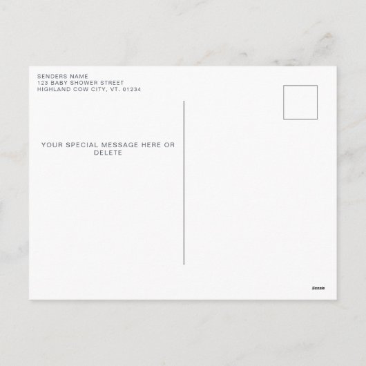 Highland Koe groen Baby shower dank u Feestdagenkaart (Achterkant)