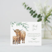 Highland Koe groen Boerderij Baby shower Dank u Briefkaart (Staand voorkant)