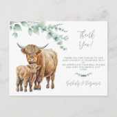 Highland Koe groen Boerderij Baby shower Dank u Briefkaart (Voorkant)