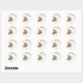 Highland Koe groen dank u Baby shower Ronde Sticker (Vel)