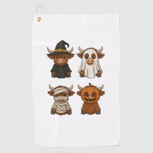 Highland Koe Halloween Funny Herfst Spooky Golfhanddoek (Voorkant)