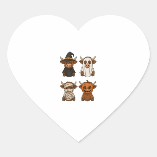 Highland Koe Halloween Funny Herfst Spooky Hart Sticker (Voorkant)