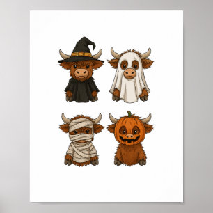 Highland Koe Halloween Funny Herfst Spooky Poster