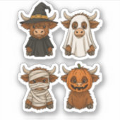 Highland Koe Halloween Funny Herfst Spooky Sticker (Voorkant)