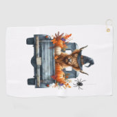 Highland Koe Halloween Herfst Golfhanddoek (Horizontaal)