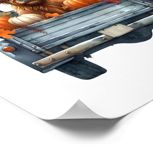 Highland Koe Halloween Herfst Poster (Hoek)