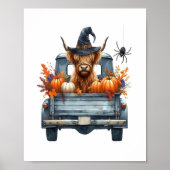 Highland Koe Halloween Herfst Poster (Voorkant)