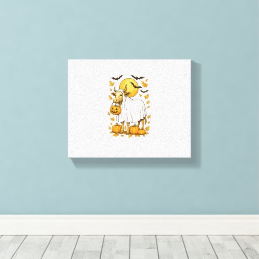 Highland Koe Halloween in spookkostuum Canvas Afdruk (Insitu (Houten vloer))