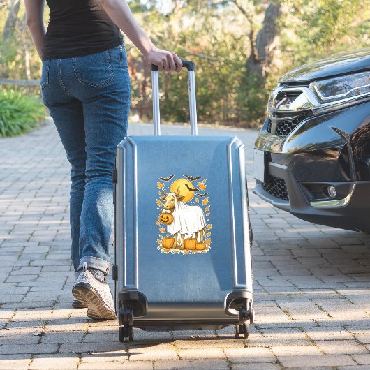 Highland Koe Halloween in spookkostuum Sticker (Koffer Insitu)