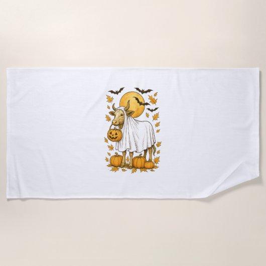 Highland Koe Halloween in spookkostuum Strandlaken (Voorkant)