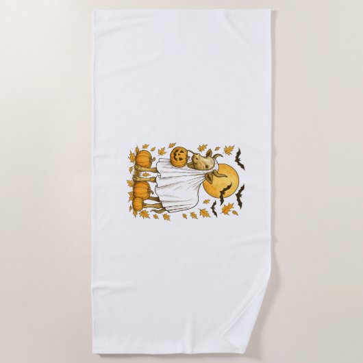 Highland Koe Halloween in spookkostuum Strandlaken (Voorkant)