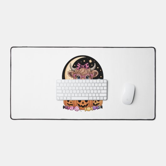 Highland Koe Halloween Spooky Seizoen Bureaumat (Keyboard & Muis)