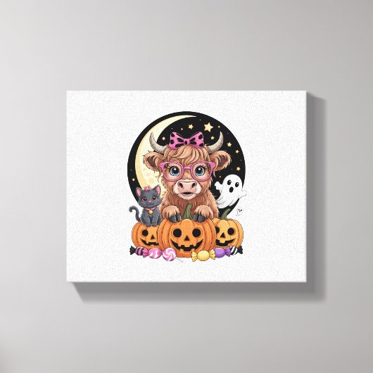 Highland Koe Halloween Spooky Seizoen Canvas Afdruk (Voorkant)