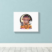 Highland Koe Halloween Spooky Seizoen Canvas Afdruk (Insitu (Houten vloer))