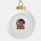 Highland Koe Halloween Spooky Seizoen Keramische Bal Ornament (Voorkant)