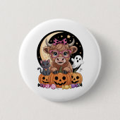 Highland Koe Halloween Spooky Seizoen Ronde Button 5,7 Cm (Voorkant)