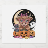 Highland Koe Halloween Spooky Seizoen Sparkling Wijnetiket (Enkel label)