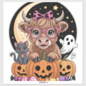 Highland Koe Halloween Spooky Seizoen Sticker (Vel)