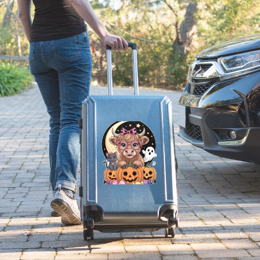 Highland Koe Halloween Spooky Seizoen Sticker (Koffer Insitu)