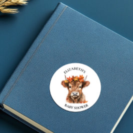 Highland Koe Halloween Waterverf Baby shower Ronde Sticker