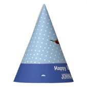 Highland Koe Happy Birthday Blue Party Pet Feesthoedjes (Links)