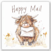 Highland Koe, Happy Mail, Sticker (Voorkant)