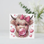 Highland koe Happy Valentines Day Feestdagenkaart (Staand voorkant)