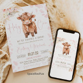 Highland Koe Heilige Koe baby shower meisje Kaart