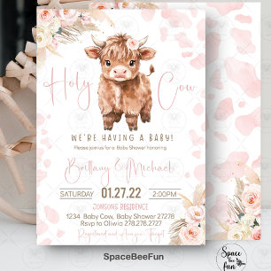 Highland Koe Heilige Koe baby shower meisje Kaart