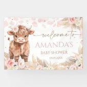 Highland Koe Heilige Koe baby shower meisje Spandoek (Horizontaal)