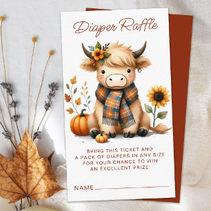 Highland Koe Herfst Kalf Baby shower Luier Raffle Informatiekaartje
