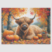 Highland Koe Herfst Pompoenen Waterverf Decoupage Tissuepapier (Voorkant)