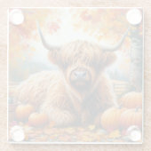 Highland Koe Herfst Pumpkins Waterverf Glazen Onderzetter (Achterkant)