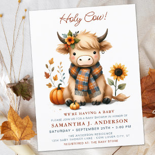 Highland Koe Herfst Schattige Kalf Baby shower Uit Briefkaart