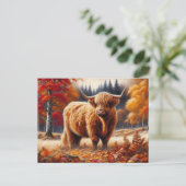Highland Koe herfst Waterverf Briefkaart (Staand voorkant)