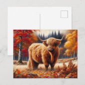 Highland Koe herfst Waterverf Briefkaart (Voorkant / Achterkant)
