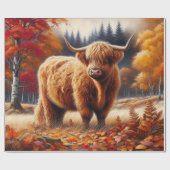 Highland Koe herfst Waterverf Cadeaupapier (Vlak)