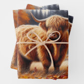 Highland Koe herfst Waterverf Inpakpapier Vel (In situ)