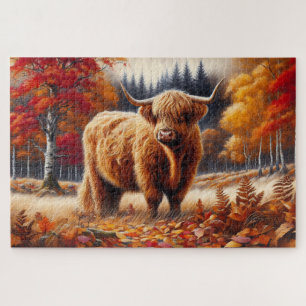 Highland Koe herfst Waterverf Legpuzzel