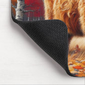 Highland Koe herfst Waterverf Muismat (Hoek)