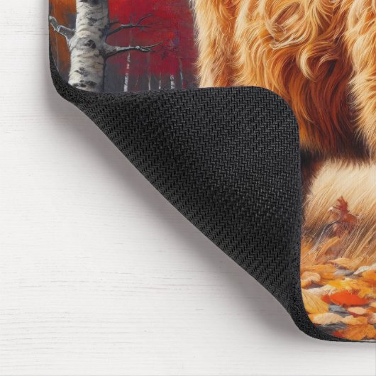 Highland Koe herfst Waterverf Muismat (Hoek)