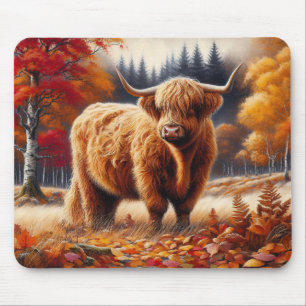 Highland Koe herfst Waterverf Muismat