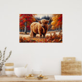 Highland Koe herfst Waterverf Poster (Keuken)