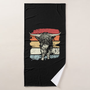 Highland Koe Highland Koeien Retro Badhanddoek