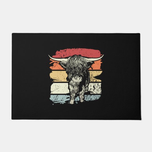 Highland Koe Highland Koeien Retro Deurmat (Voorkant)