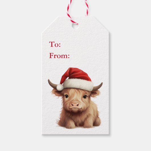 Highland Koe Holiday Gift Label Cadeaulabel (Voorkant)